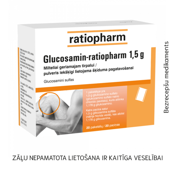 Glucosamin-ratiopharm 1,5 g pulveris iekšķīgi lietojama šķīduma pagatavošanai N20