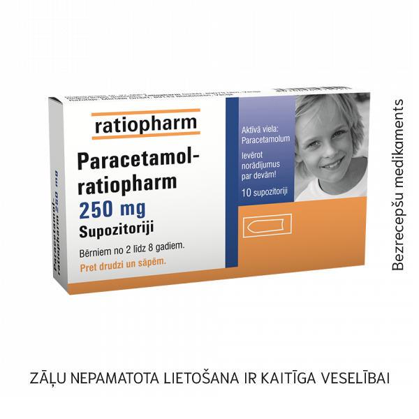 Paracetamol-ratiopharm 250 mg supozitoriji N10